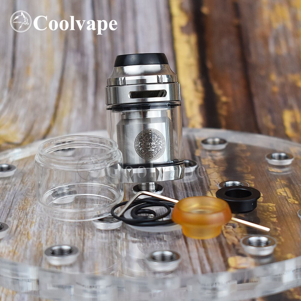 coolvape 25mm Zeus RTA atomizer RTA 3.5ml/4.5ml tank Deck Electronic cigarette Mods Dual Coil Vape Tank RTA Vaper RTA atomizer: silver