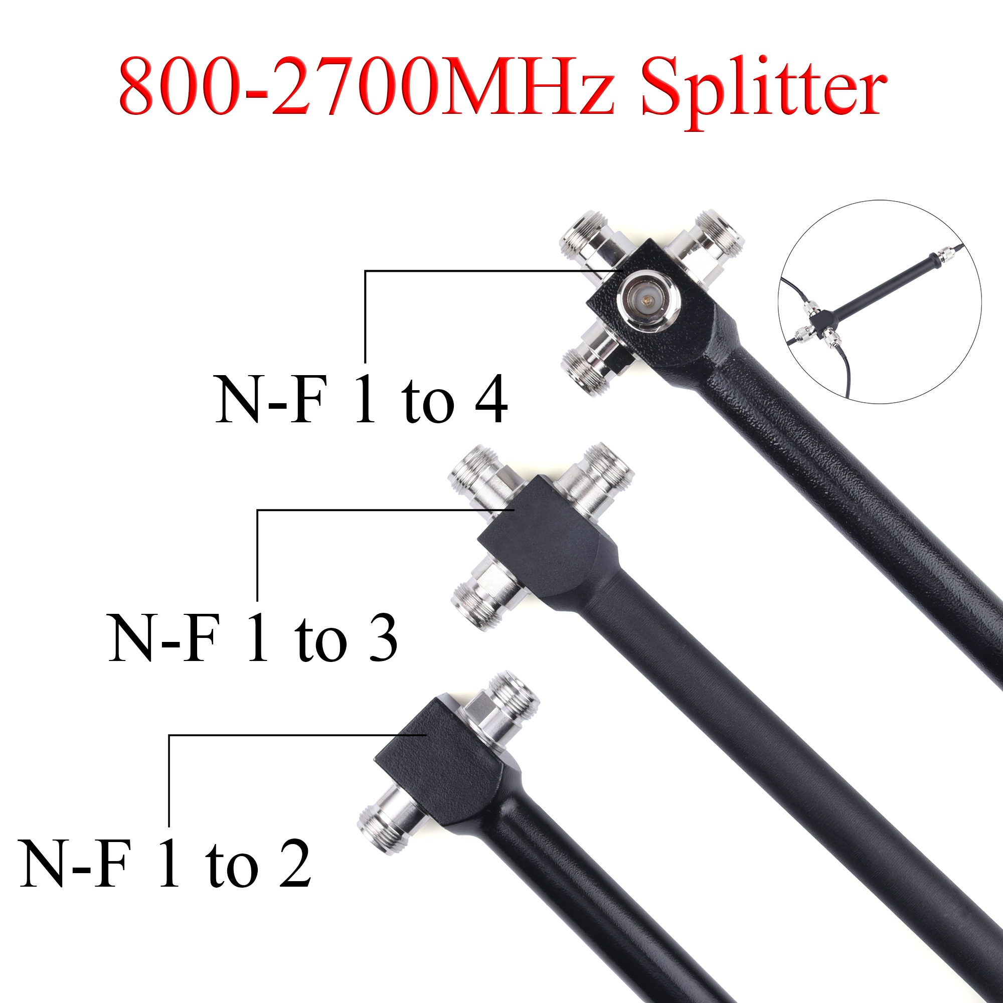 800-2700Mhz 1 to 2/3/4 Ways N Female Power Splitter For 2G 3G 4G Mobile Signal Booster GSM 4G Repeater Antenna