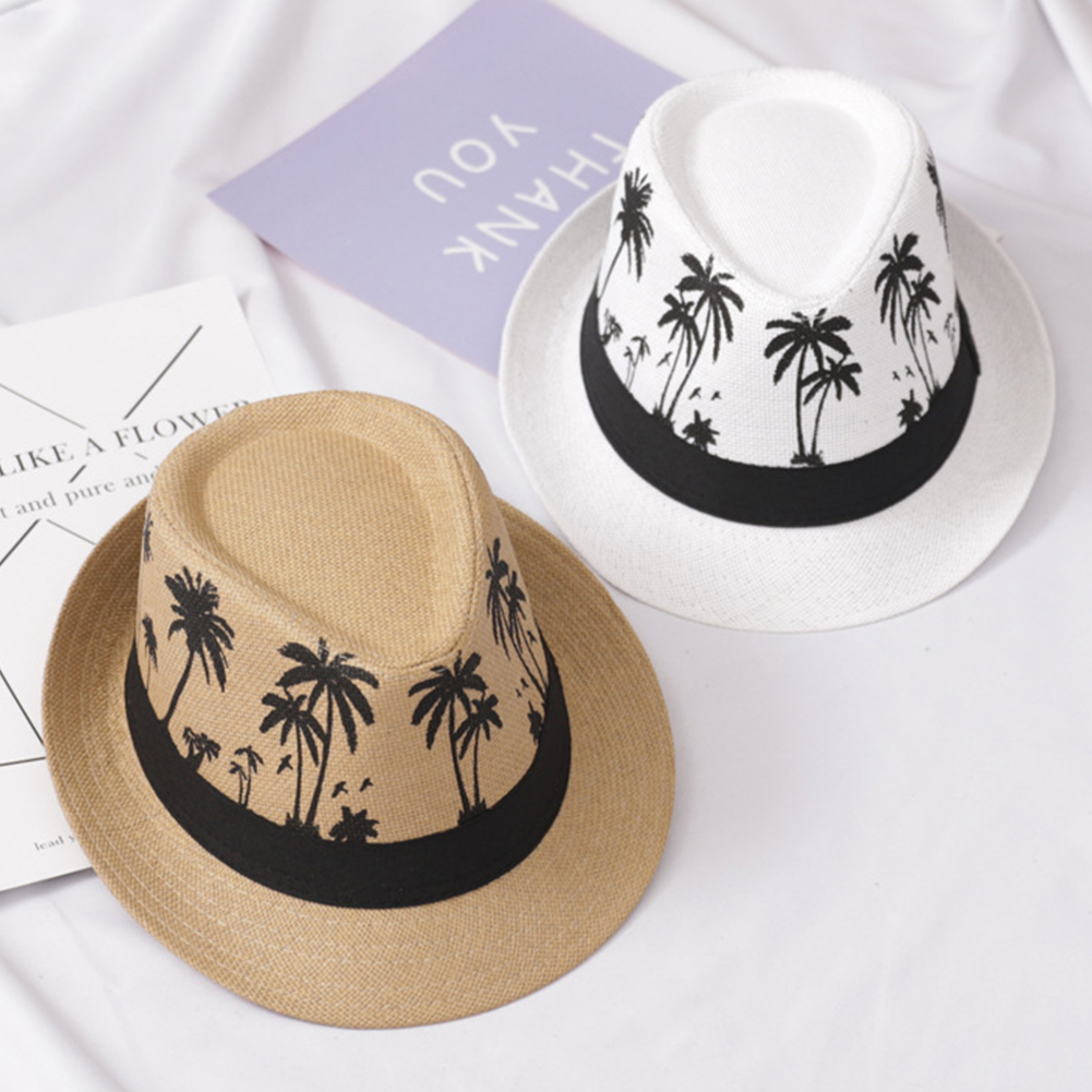 Summer Sun Protection Sombrero Beach Casual Travel Men Sun Hat Wide Brim Trilby Straw Panama Fedora Caps