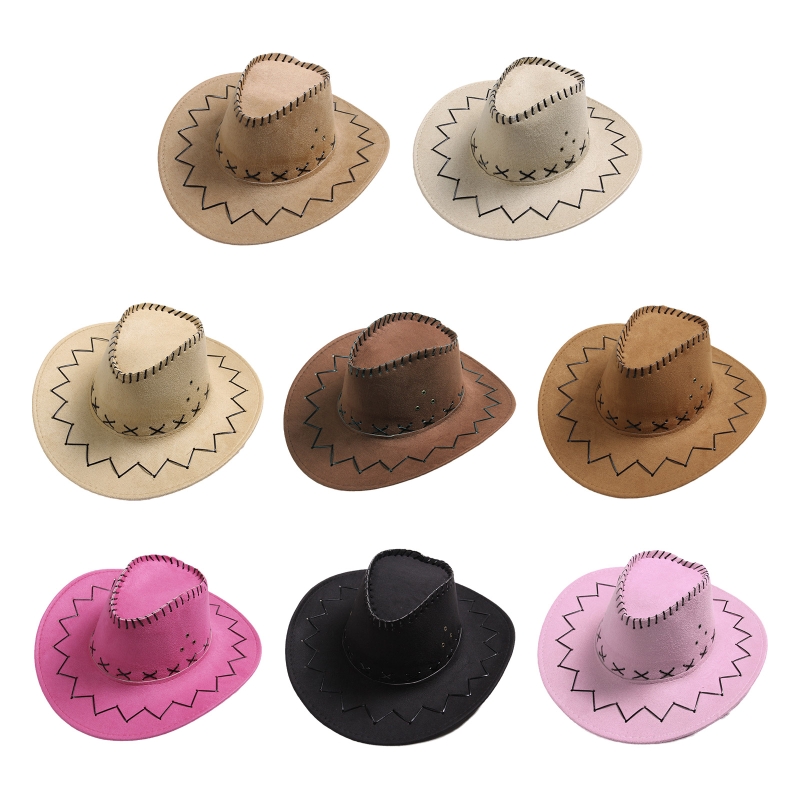 Cowboy Hat with Windproof Rope Wide Brim Western Cowgirl Hat for Unisex