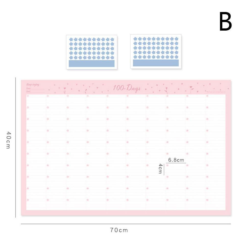 Year Wall Calendar with Colorful Dot Sticker 365 Days Learning Schedule Periodic Planner Year Memo Agenda Organizer Office: B
