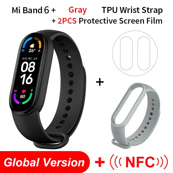 Global Version Xiaomi Mi Band 6 AMOLED Screen Blood Oxygen Fitness Traker Heart Rate 5ATM Waterproof Smart Band 5 Color Bracelet