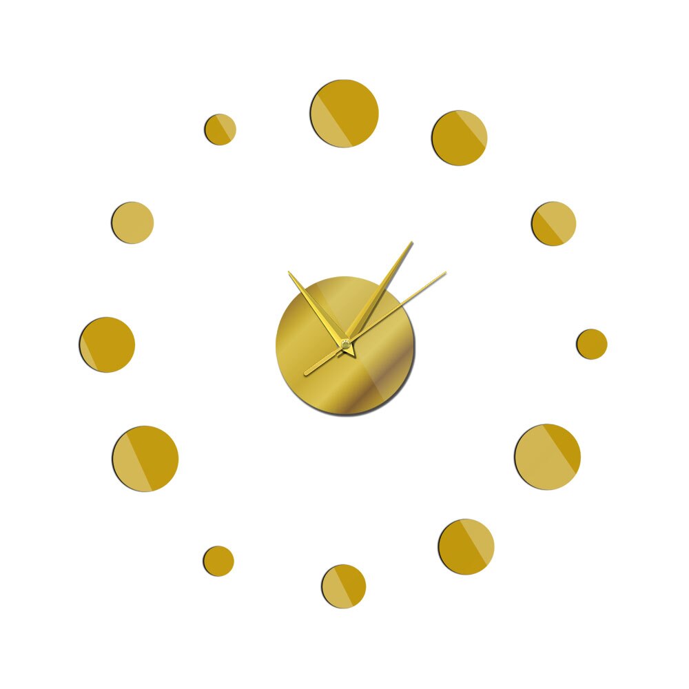 Runde Reloj De gekürzt Uhr Spiegel Acryl Wohnkultur DIY Einfache Rahmenlose Riesen Wanduhr Moderne Uhren 3d Aufkleber: Gold / 37Zoll