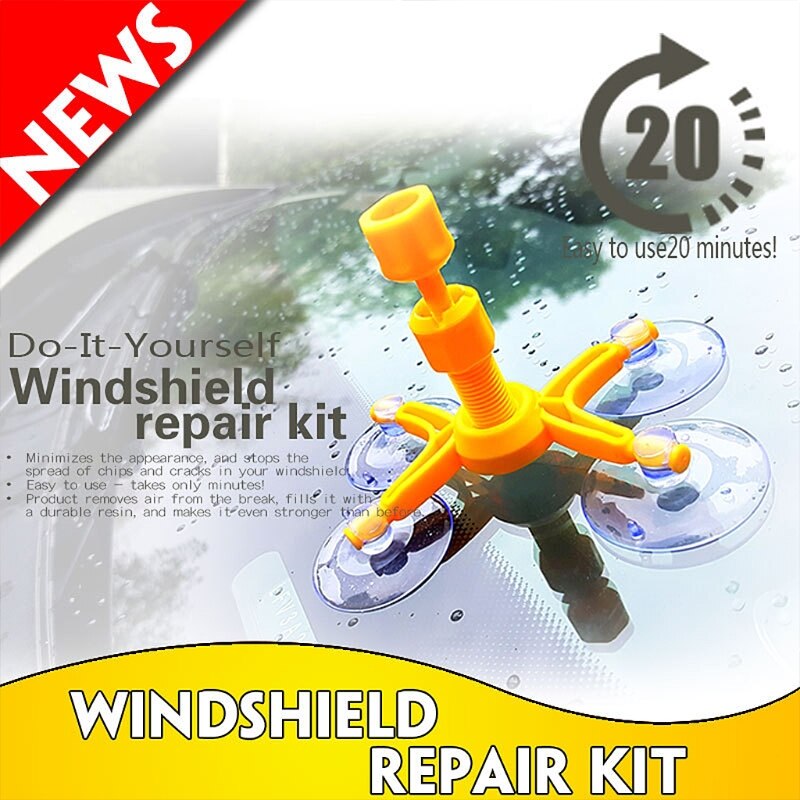 Auto Glass Windscreen Quick Fix Windshield Repair Tool DIY Dent Remove Car Kit on bulls-eye, spider web, star damages