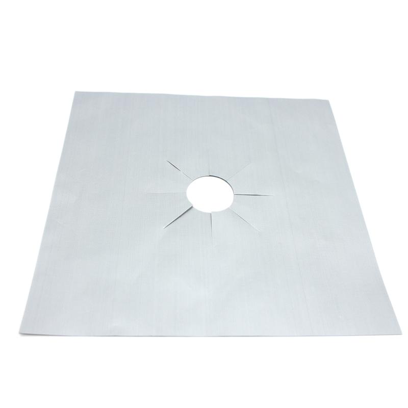 1pc Universal Oven Liner Gas Hob Protector Sheets Square Heat Resistant Burner Cooker Protector Washable Reusable Pad 27*27cm: Silver