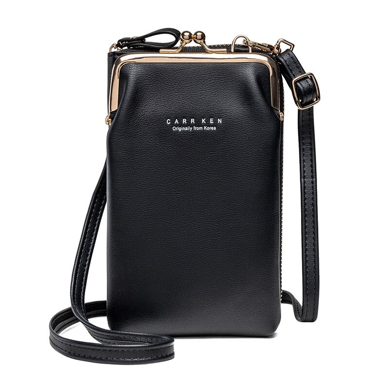 Crossbody saco do telefone das mulheres couro do plutônio pequeno portátil bolsa de ombro senhora marca moda mensageiro sacos embreagem sólida aleta feminina: Black