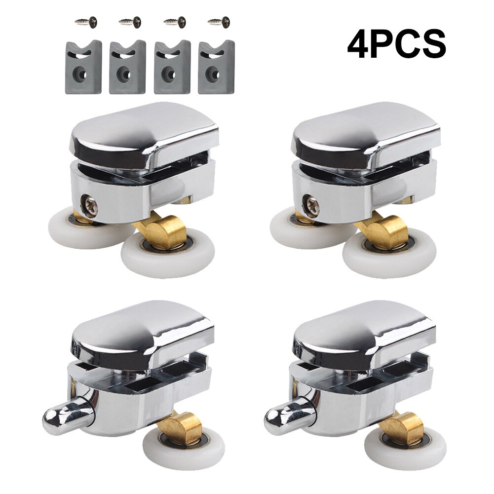 4Pcs Twin Shower Screen Door Rollers/Runners/Wheels Top &amp; Bottom 23mm Replacement