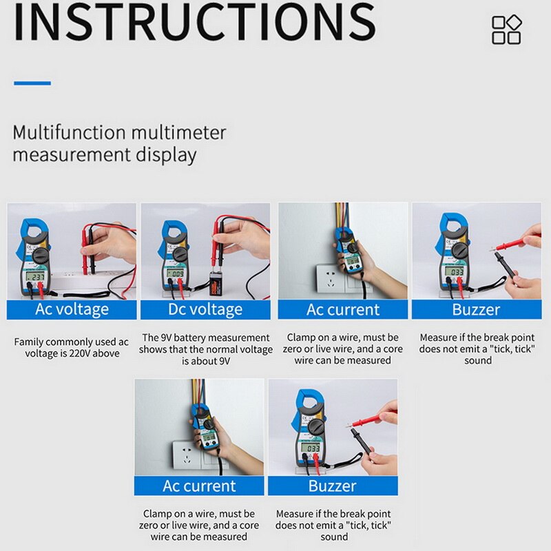 Current Clamp Meter Non-contact Digital Multimeter Electrical Tester True Rms Multimeter Clamp Amperimetrica Volt Tester AC/DC