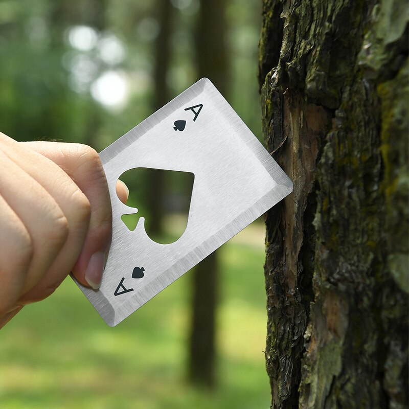 Pata pokeri kortinavaaja ruostumaton teräs olutbaari työkalut luottokortti sooda olut pullonkorkin avaaja keittiötyökalut