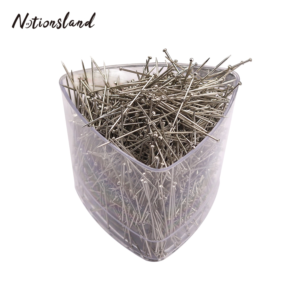 1000 Stks/doos Zilver Rechte Pins 30Mm Rvs Naaien Fijn Satijn Pin Voor Diy Patchwork Kleding Maken Naaien Gereedschap