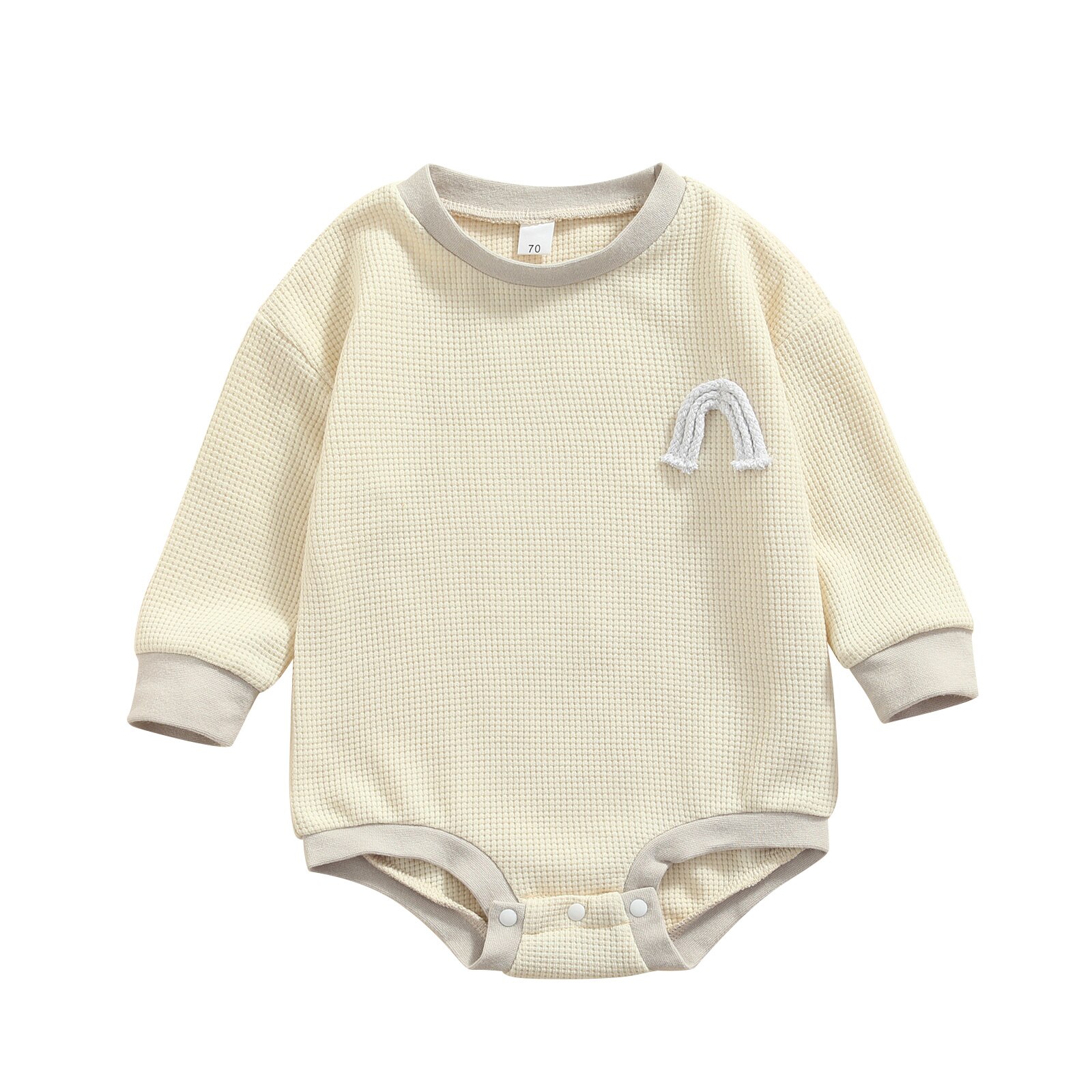 Baby-strampler mit regenbogenmuster, langen ärmeln und knöpfen, herbst-Overall, hübsche Outfits für mädchen und jungen: D / 12m