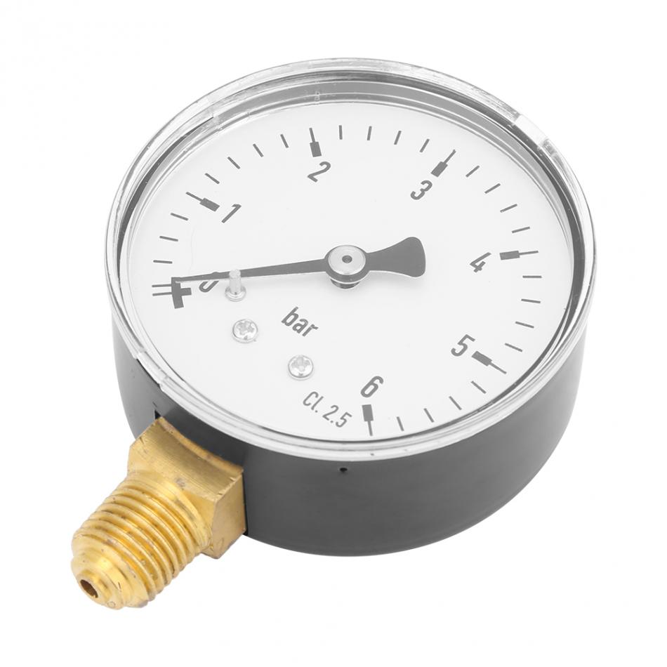 0-6bar 1/4" NPT Thread Pressure Gauge Side Mount Manometer 6cm Dial Plate For Fuel Oil Water Pressure Measuring Tools