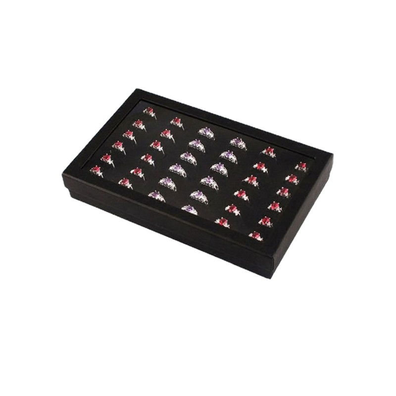 36-slot ringen display box standaard metalen oorbellen opbergdoos opbergdoos met transparant deksel sieraden vitrinekast