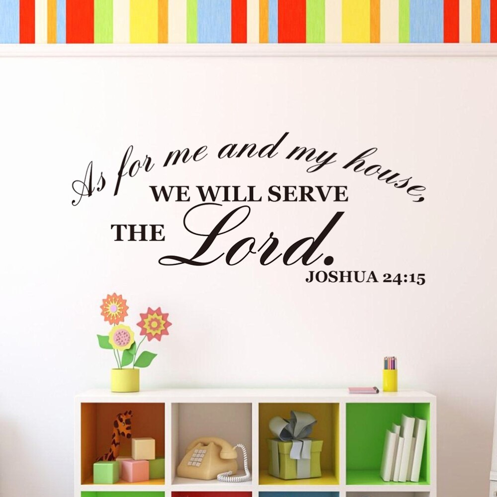 1PC Peel and Stick Removable DIY Non-toxic Bible Verse Vinyl As For Me and My House We will Serve the Lord Wallpaper