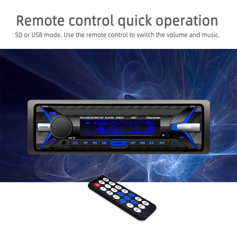 Car Radio Player Audio Stereo Music Player Car Kit In-Dash FM Stereo RDS Audio 1 din AUX/SD/USB MP3 Player Removable Front Panel