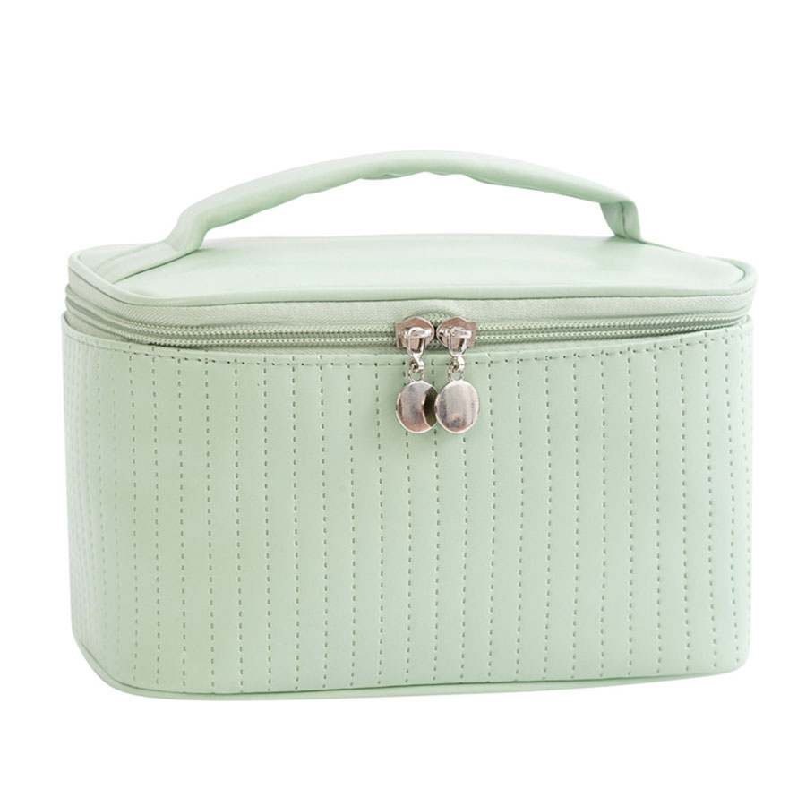 Make-uptassen voor dames Reistoilettas Leuke koffers Tas Draagbaar Effen kleur Make-up organizer Box Cosmetische tas Neceser PU-leer: green