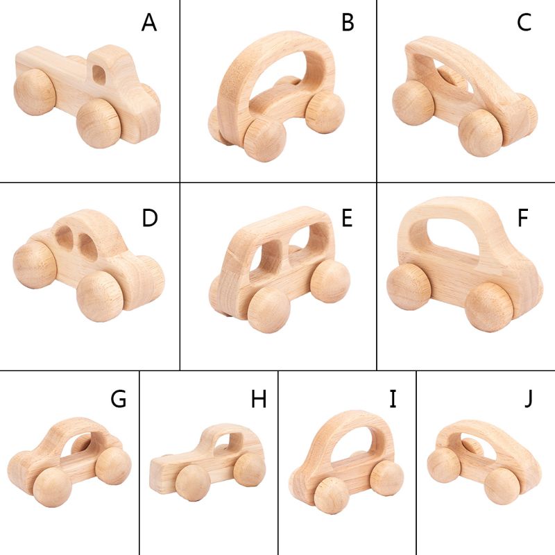 Baby Teething Wooden Car Educational Blocks Teether Infant Grasping Chewing Sensory Cartoon Puzzle Toys