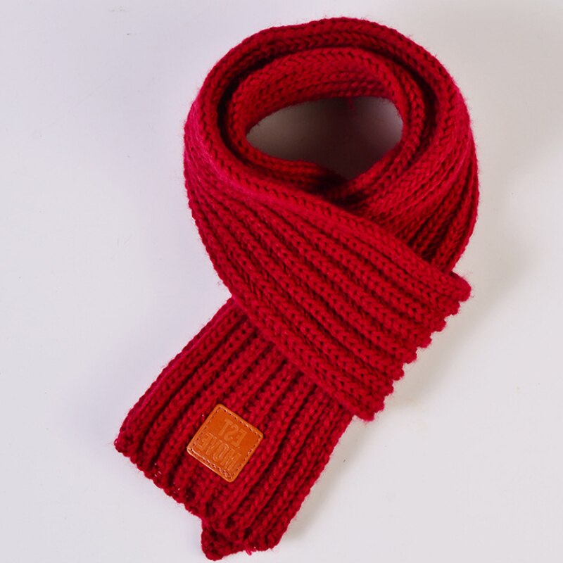 Populaire garçons filles tricoté écharpes belle automne hiver nouveaux enfants offre spéciale mignon bébé solide écharpe 1PC: Vin rouge