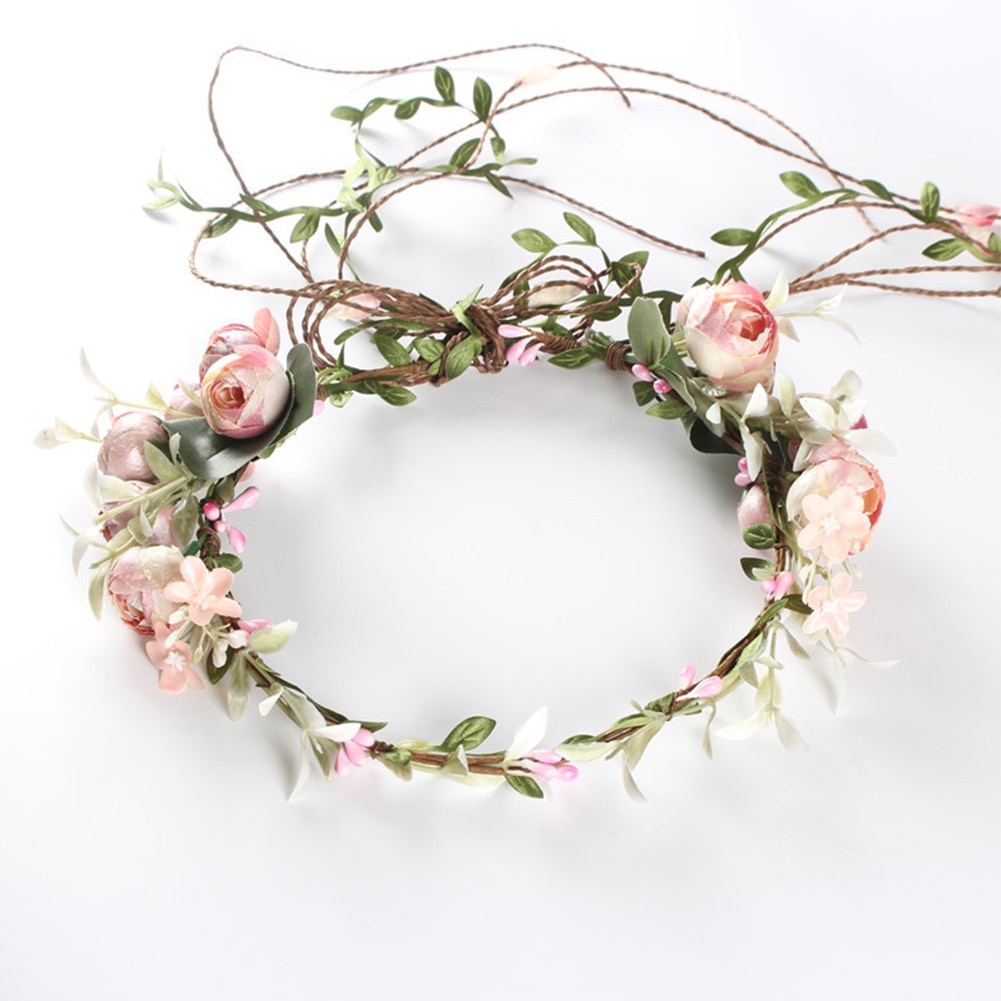 Ladies Decor Elastic Artificial Flower Headband Sweet Wreath Accessories Bridal Hair Band Crown Garlands