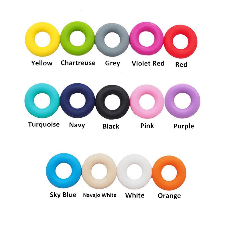 Chenkai-anneau de dentition Silicone sans BPA | Perles de donuts pour bébé, pour la fabrication bricolage, accessoires de jouets, 50 pièces