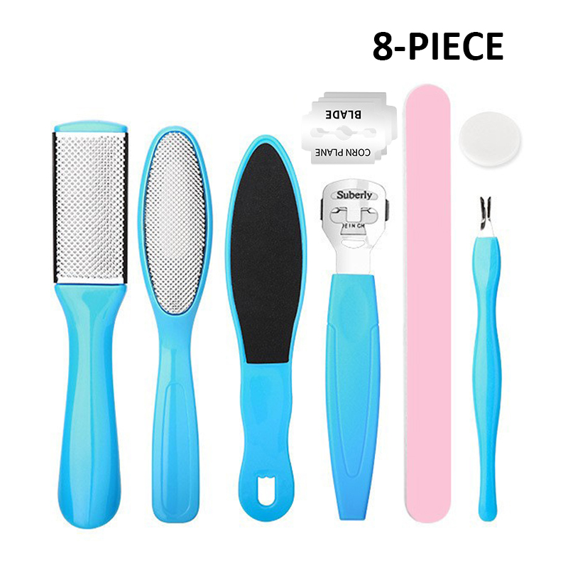 Professionele 8-in-1 pedicureset: ontvang zachte, gladde voeten met roestvrijstalen voetverzorgingshulpmiddelen!: Light Grey