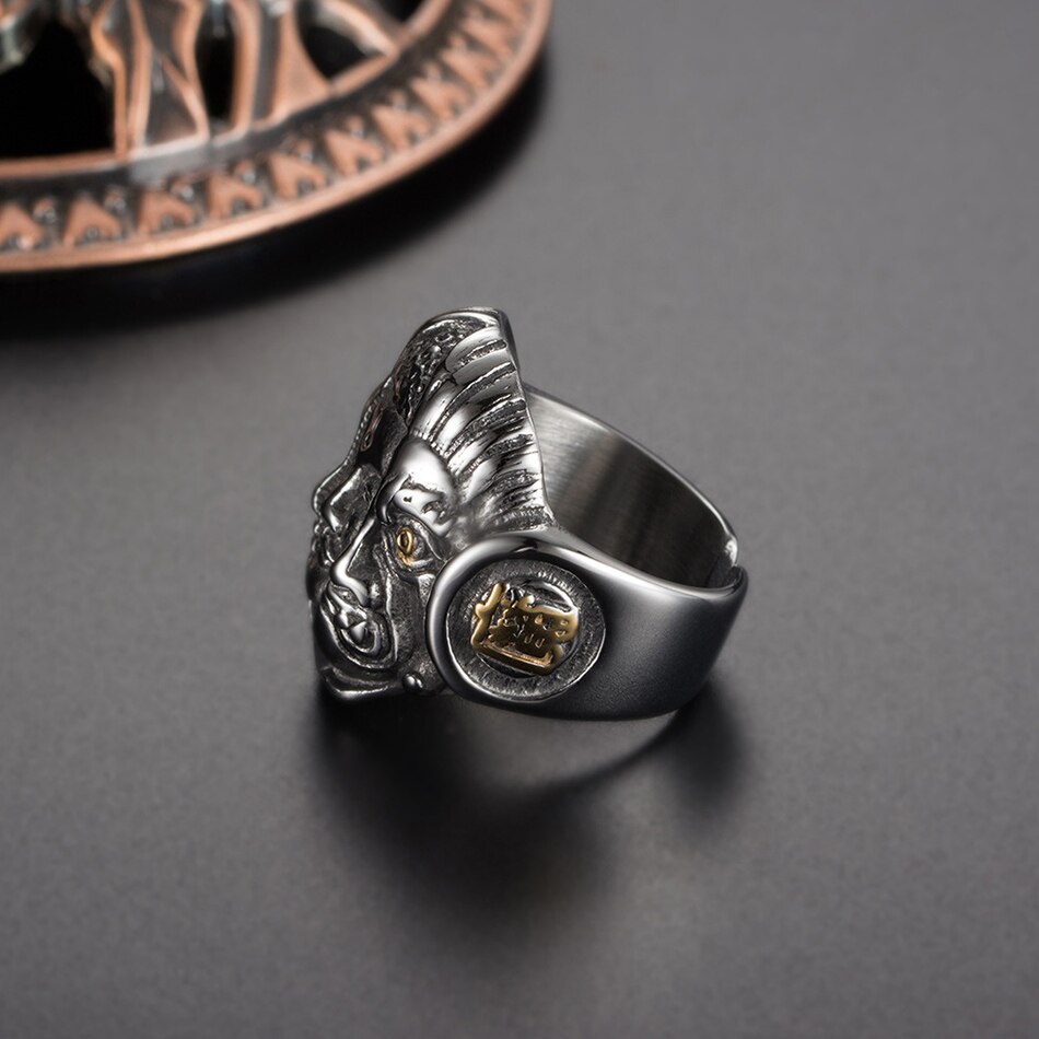 Liumo Punk Stijl Thailand Boeddha Devil Evil Skull 316L Rvs Man Biker Ring Lr331