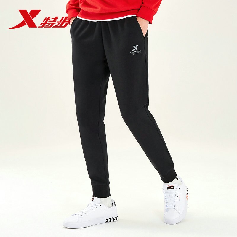 Xtep sport strikkede bukser herre høst slank passe sportsbukser tenåringe elastisk midje fritid joggebukser herre 881429639256