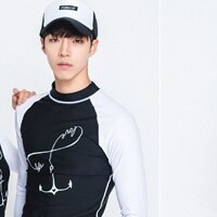Dame langærmet rashguard m/quick dry badebukser sæt  of 2 stk sol uv beskyttelse svømning surfing snorkel dragter: Pa18032b / Xxl