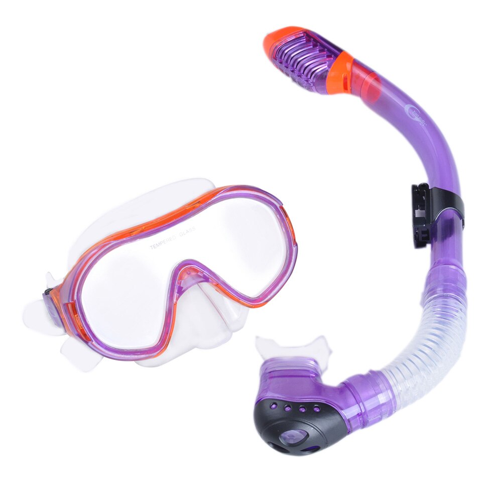 Kids Snorkel Set Anti-Fog Swimming Goggles Breathing Tube Full Dry Snorkel Equipment Swimming Accessories For Children: Purple