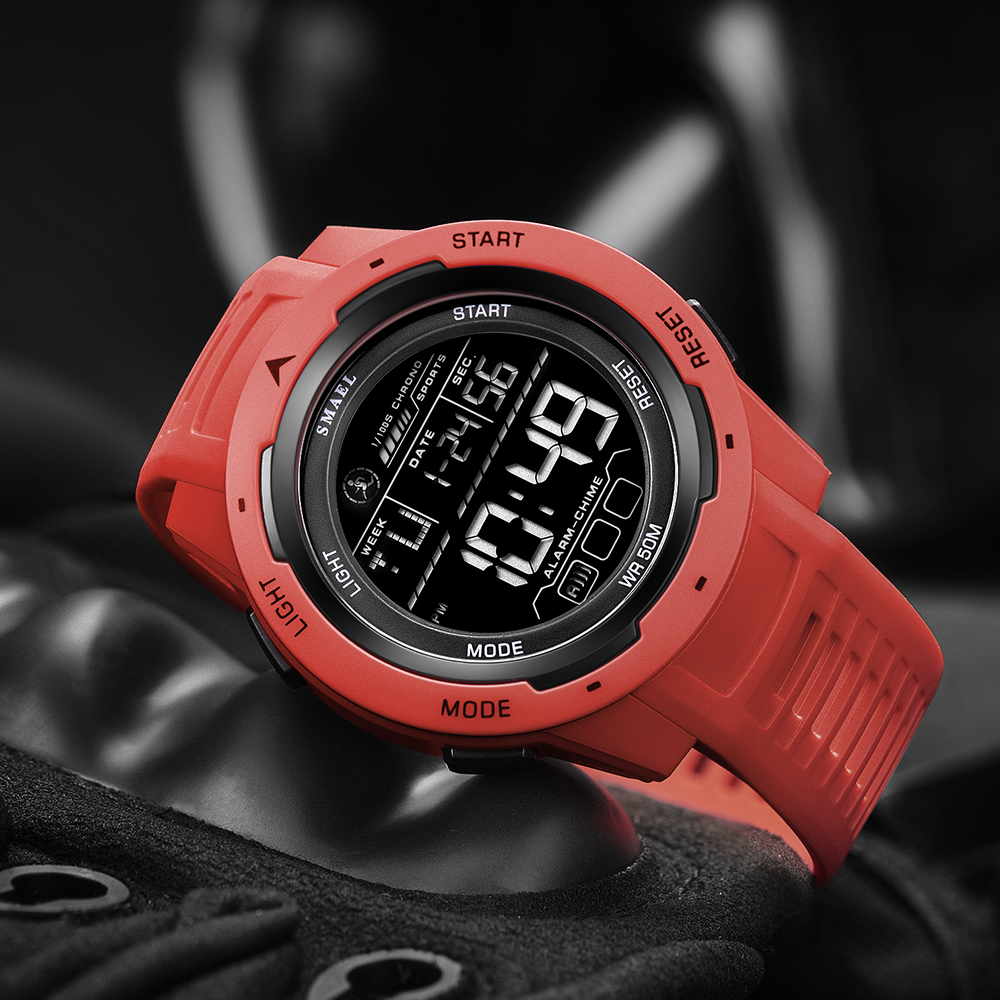 Smael Digitaluhren Sport LED Armbanduhren Herren 50m wasserdichte Uhr Digital hell Stoppuhr Uhr für Herren