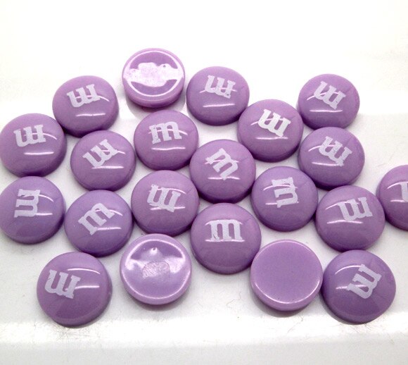 50Pcs 14mm Mixed Resin Decoration Crafts Letter M Bead Flatback Cabochon Scrapbook DIY Accessories Buttons: Light Purple