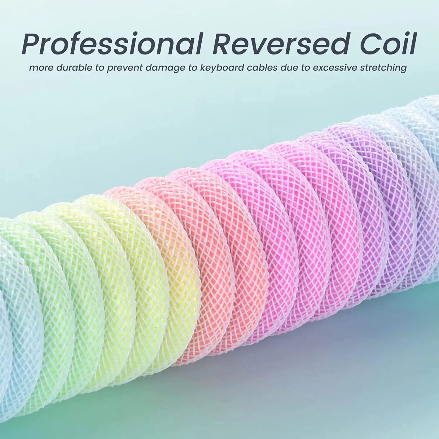 Lighting Coiled Keyboard Cable USB C Cable with RGB Line Mechanical Keyboard Cable Double-Sleeved Aviator Keyboard Cable