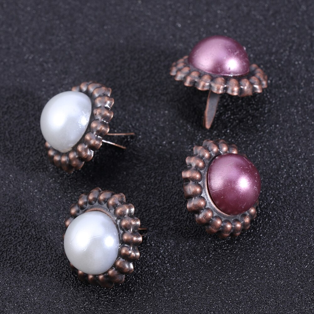 20PC Paper Fasteners Vintage Pearl DIY Metal Brads Crafts Split Pins for Album Decoration Accessorise Scrapbook (Mixed Color)