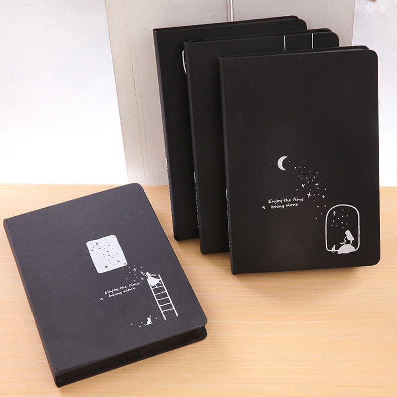 Black paper inner page notebook 96 sheets 32k 128*186mm album starry sky style