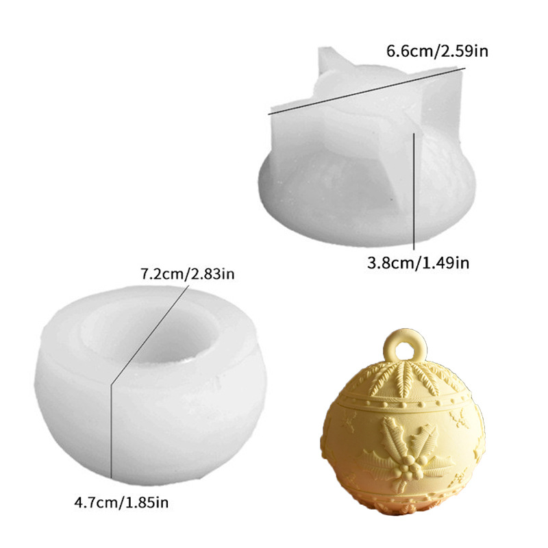 Natale palla rotonda candela barattolo stampo in silicone fai da te rilievo neve bacche scatola di immagazzinaggio kit stampi gesso resina artigianale creazione di decorazioni natalizie: Grigio chiaro