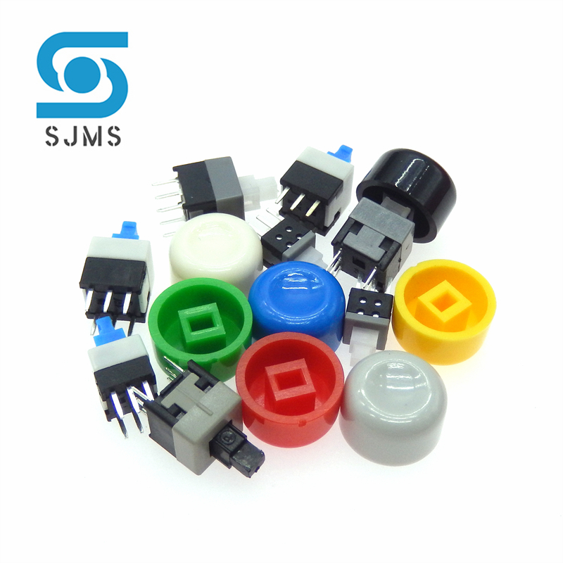Capuchon de bouton-poussoir Tactile Micro A01, 50 pièces, pour interrupteurs 5.8x5.8, 7x7, 8x8x8.5x8.5mm, 7 couleurs, 13.2x7.8MM