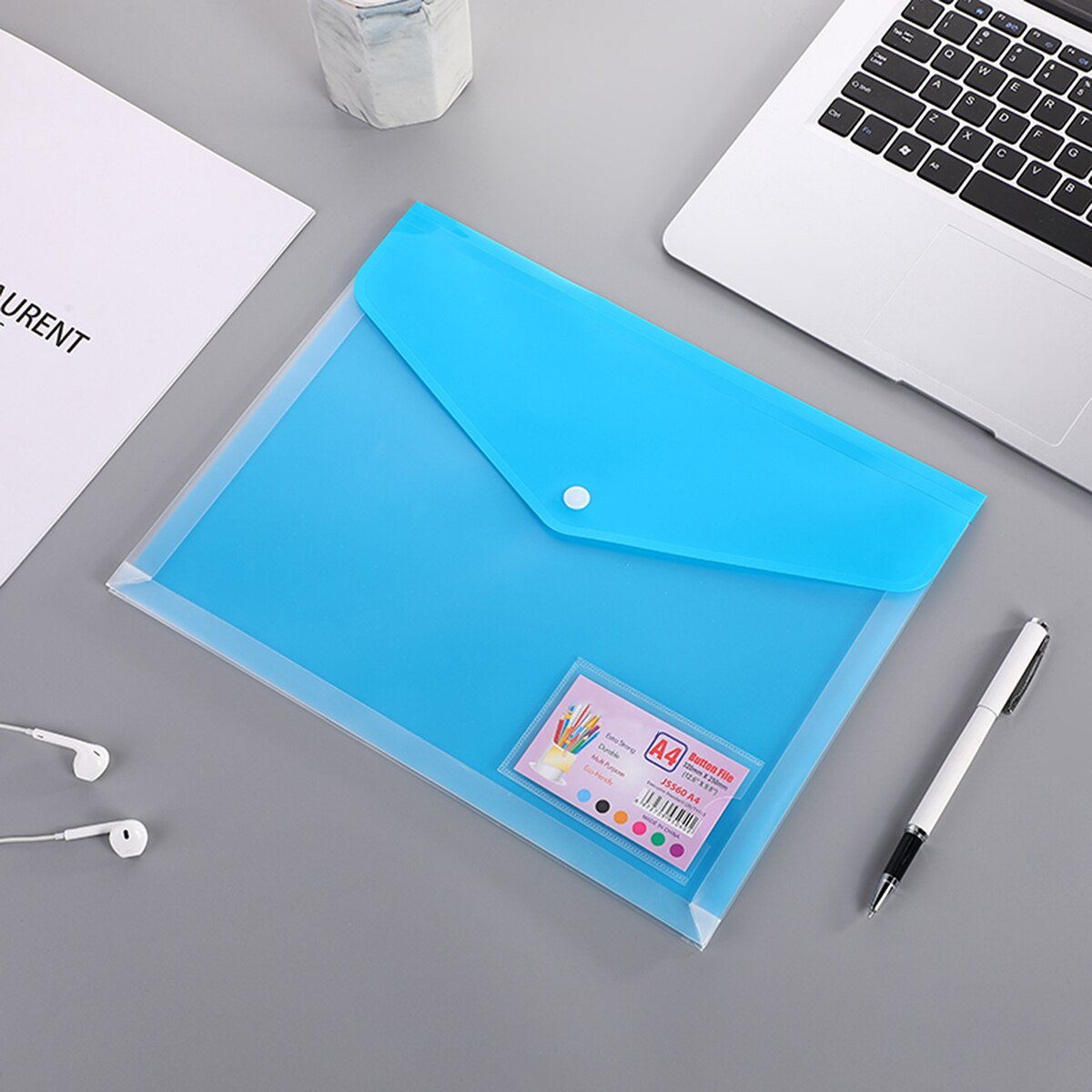 A4 Size Plastic Envelopes File Folder with Label Pockets Expanding Paper Documents Organizer for School Home Office: Blue