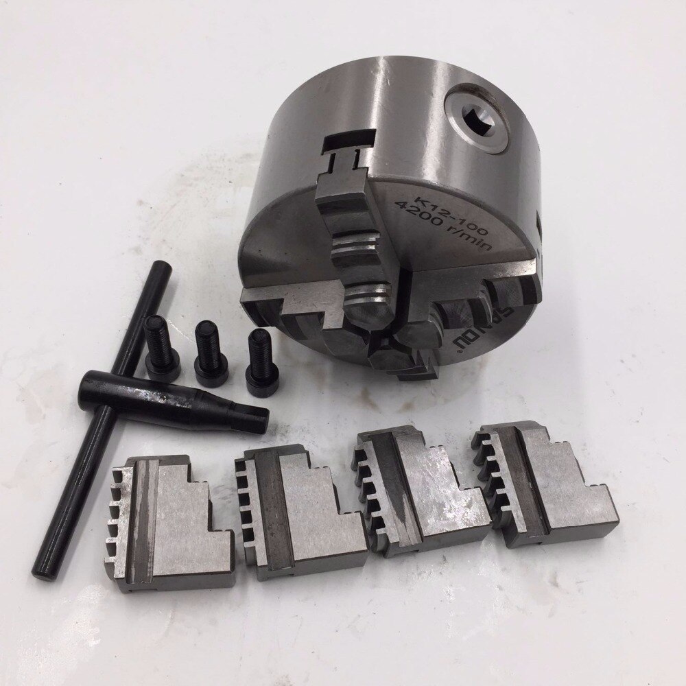 4Jaw 100mm Lathe Chuck 4 Jaw 4" Self-centering Chuck Hardened Steel Plain Back CNC Metalworking