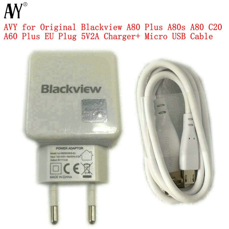 AVY für Original Blackview A80 Plus A80s A80 C20 A60 Plus Eu-stecker Reise Ladegerät Stecker Mikro USB Kabel