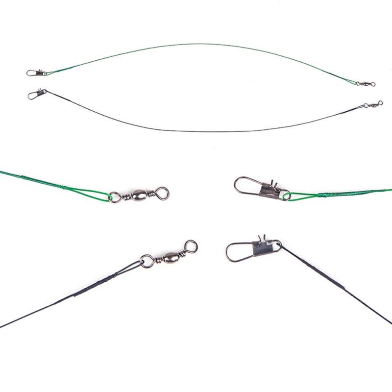 Laisse de Leader en fil d'acier tressé Anti-morsure, 1 pièce de 15/20/25/30CM, fil tressé Anti-enroulé Durable pour la pêche, poids 1G, 14KG