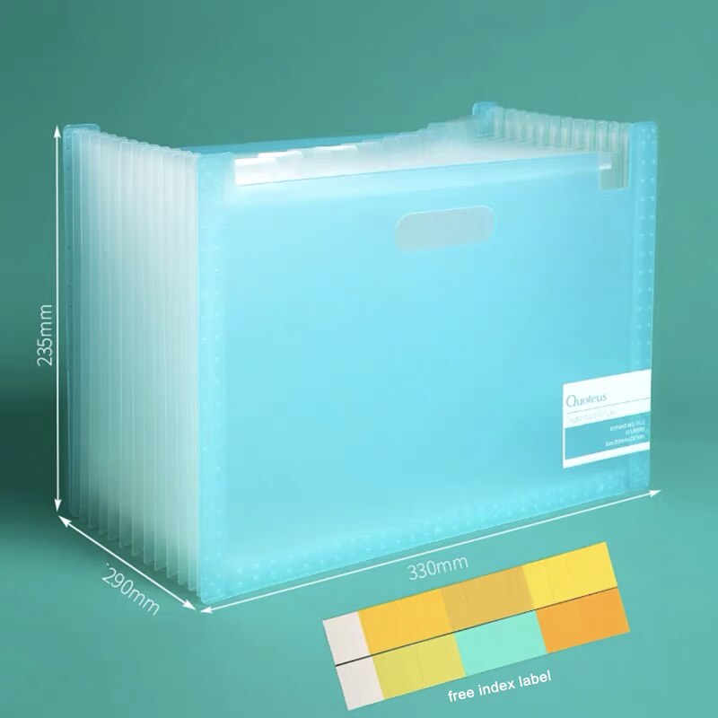 MINKYS Large Capacity A4 Expanding File Folder Bag 13 Layers Document File Bag Organizer Holder Free Label Office Stationery: B2 with index