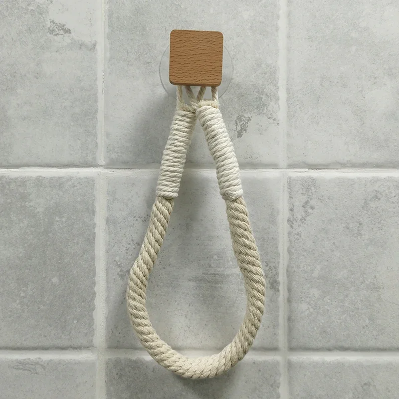 Toallero adhesivo sin clavos, gancho de madera para baño, toallero de papel, juego de accesorios para baño, soporte de papel, gancho de madera: Borgoña