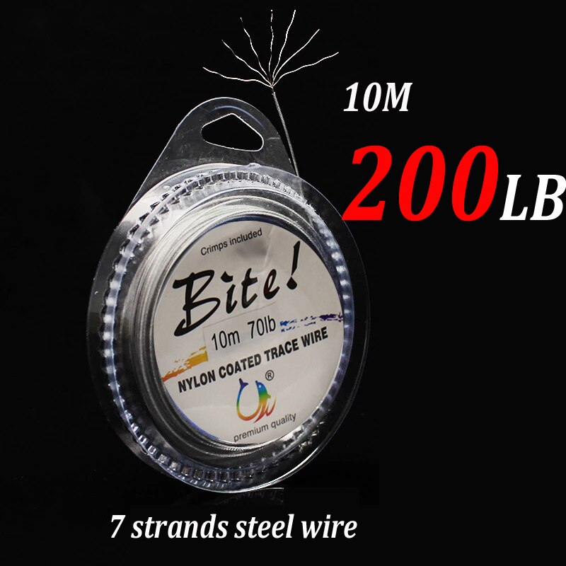 10M 7 Strands Braided Stainless Wire Fishing Line Rigging Material Leader Coating Jigging Wire For Freshwater and Sea Fishing: 200LB