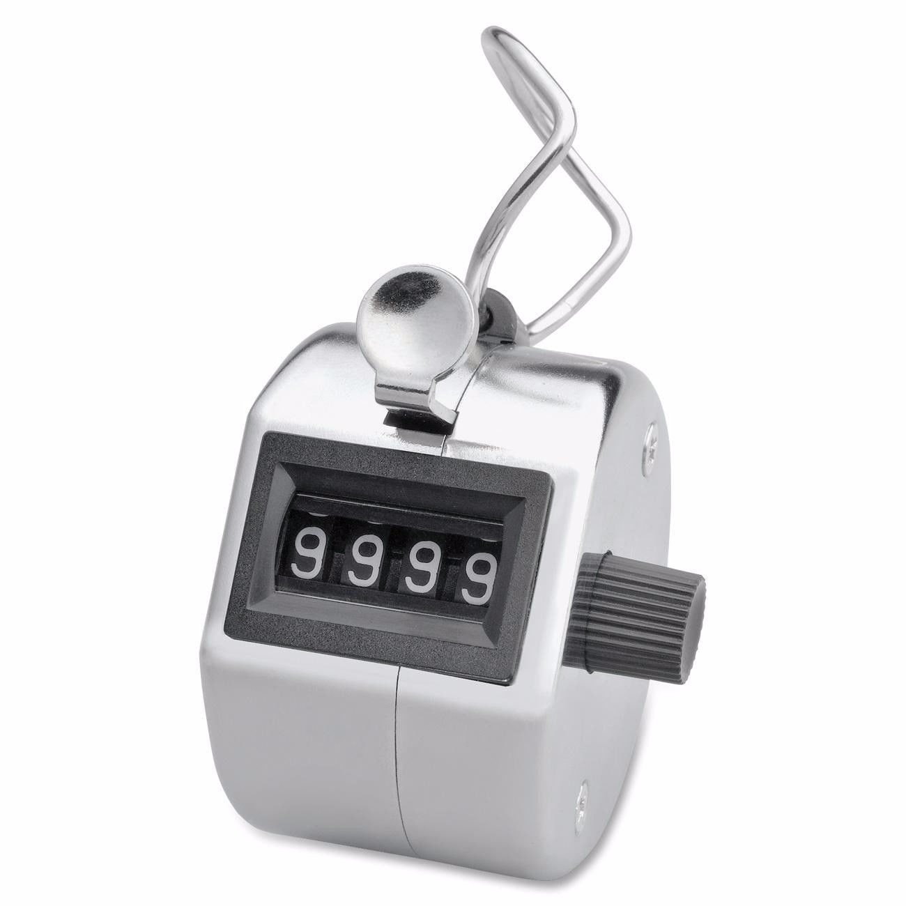 Silver Stainless Metal Mini Lap Golf Hand Held Manual 4 Digit Number Farm Hand Golf Football Tally Counter Clicker: Default Title