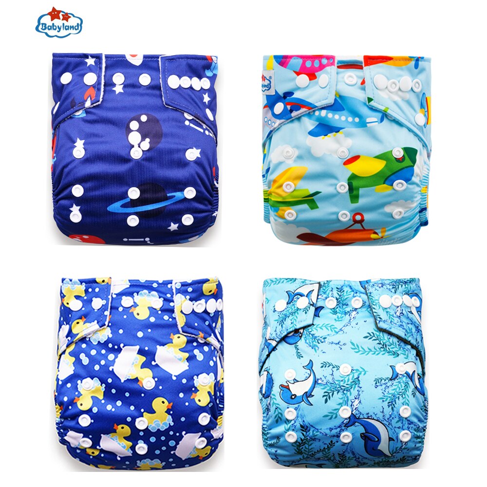 Babyland 4 Stks/pak Wasbare Luier Broek Pocket Luier Herbruikbare Luiers 3-15Kg Baby Ondergoed Dag &amp; Nacht Luier