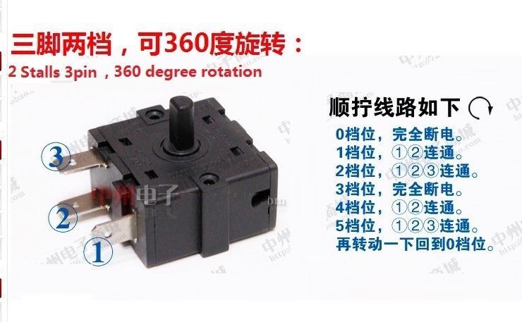 China 25T125 Schalter 16A 250V 250VAC 5 P 3P 3Stift 5 Stift 32*32*18mm: 2-3 360 C