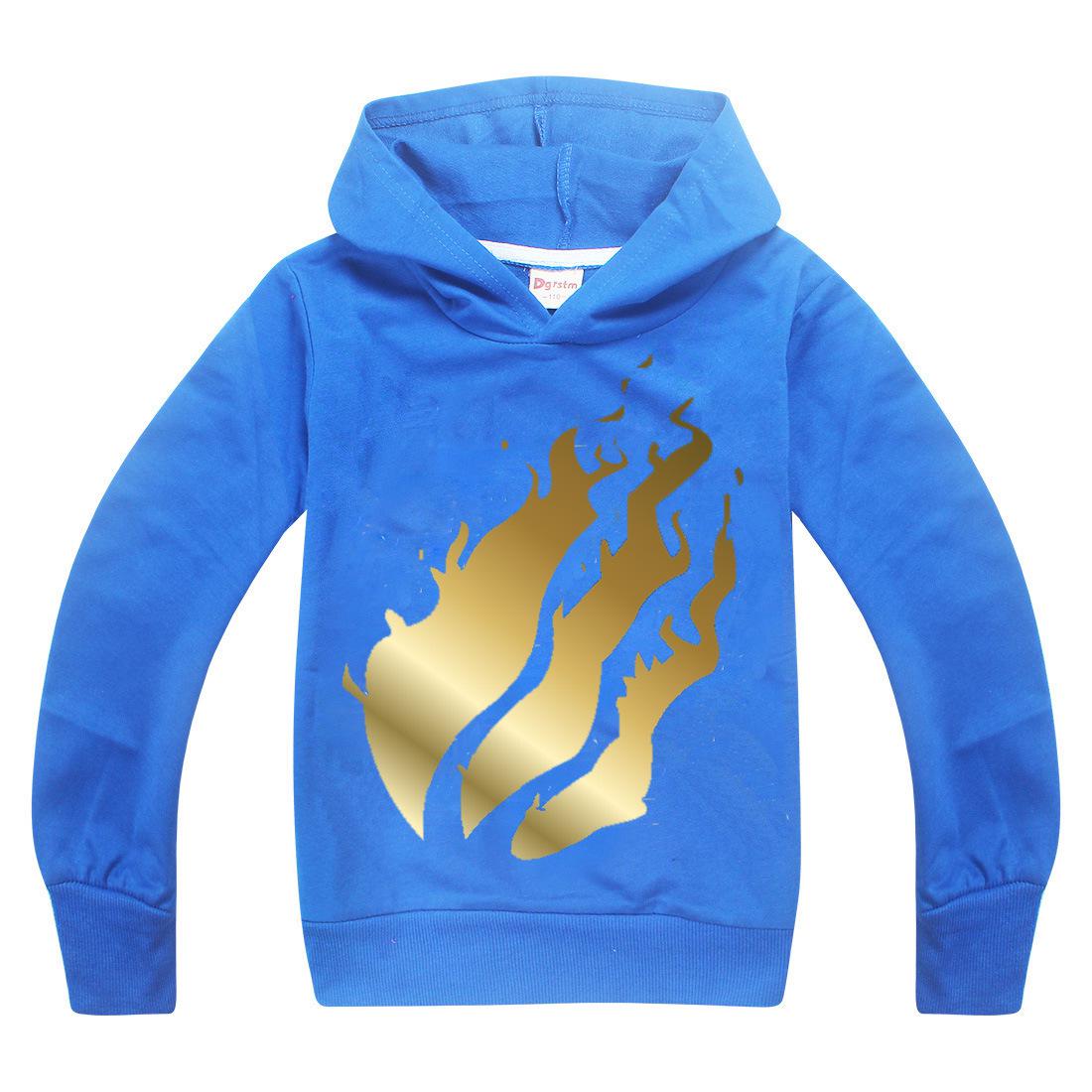Jongens Sweatshirt Hoodie Voor Kinderen Sweatshirt Tops Voor Lente Herfst Fire Print Blauw 7278 dunne: Blauw / 13