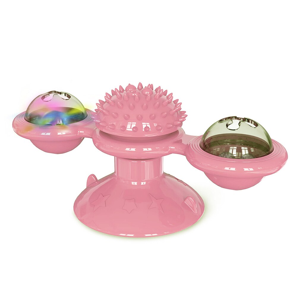Moulin à vent pour chat, jouet de Massage rotatif amusant, boule LED d&#39;herbe à chat, nettoyage des dents, produits pour animaux de compagnie, directe: Rose / Without Box