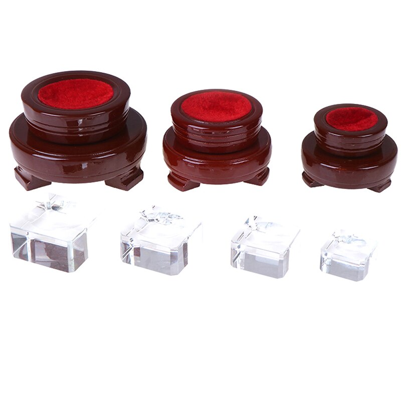 Red Brown Wooden Display Stand Base For Crystal Balls Sphere Globe Stones Wooden Display Stand Holder Accessory