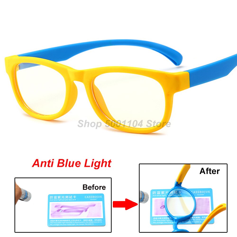 Blue Light Glasses Kids Boy Girls Blocking Computer Clear Transparent Eyeglasses Optical TR90 Frame UV400: yellow blue